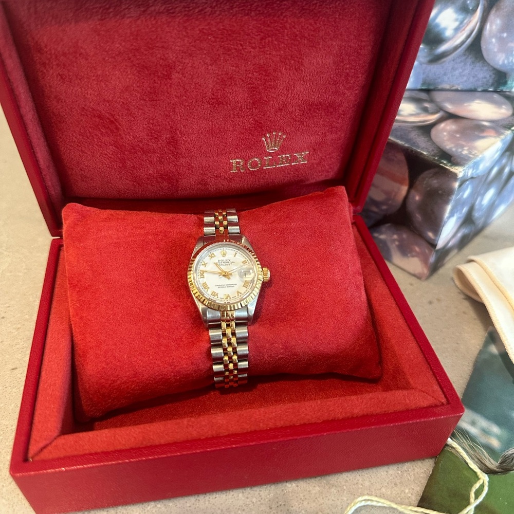 Rolex Two-Tone Jubilee Ladies Watch with White Roman Dial 26mm